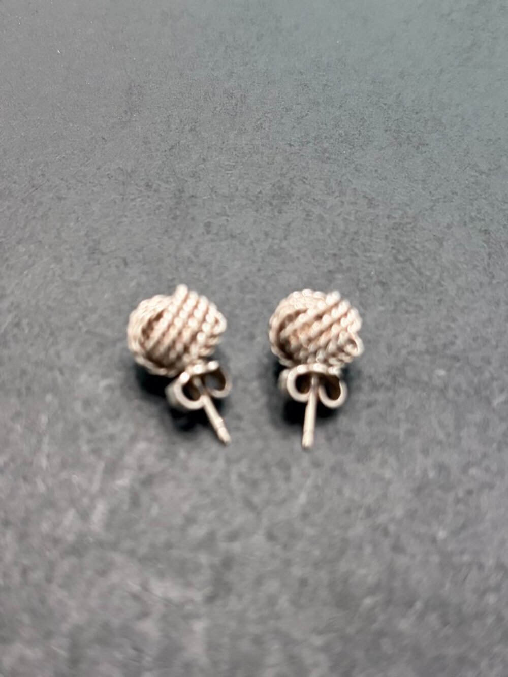 Tiffany Sterling Somerset Mesh Love Twist Knot Ball Stud Earrings